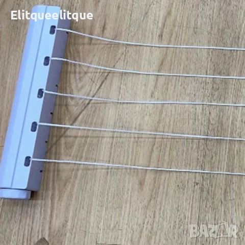 Прибиращ се простор за дрехи с 5 въжета и куки - Максимална дължина 3.2 метра, бял, снимка 4 - Други стоки за дома - 52335305