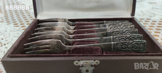 Старинни Посребрени Руски Десертни Вилички, снимка 2 - Антикварни и старинни предмети - 43153669