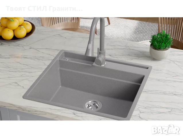 Кухненска Мивка от гранит модел Осло 40 Премиум 380 x 530 мм - сива, снимка 7 - Мивки - 41875260