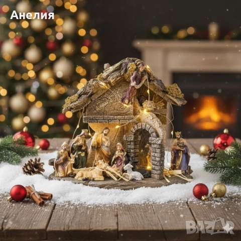 Коледна сцена „Рождество Христово“ – завършена ясла с фигури, която носи смисъл и уют у дома