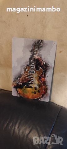 Gibson Les Paul акварел-метална табела(плакет), снимка 2 - Китари - 43070002