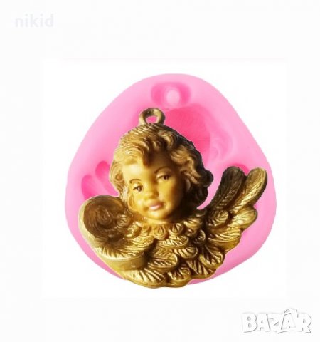 Глава на дете ангел в крило силиконов молд за украса декор торта фондан шоколад гипс 