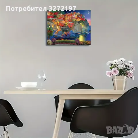 Картина на платно с дървена рамка-морски пейзаж Cinque Terre Италия,30x40 см., снимка 7 - Картини - 48262732