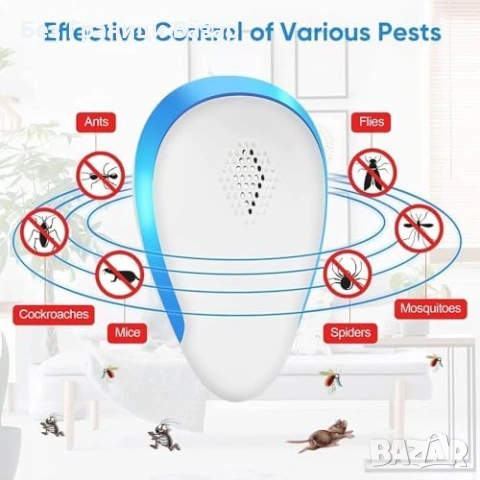Нов комплект 4 броя Ултразвуков уред против мишки и насекоми за дом 