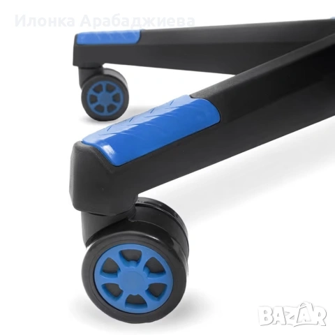 Ергономичен геймърски стол с масажна функция и поставка за крака – черно-син, снимка 2 - Столове - 53454453