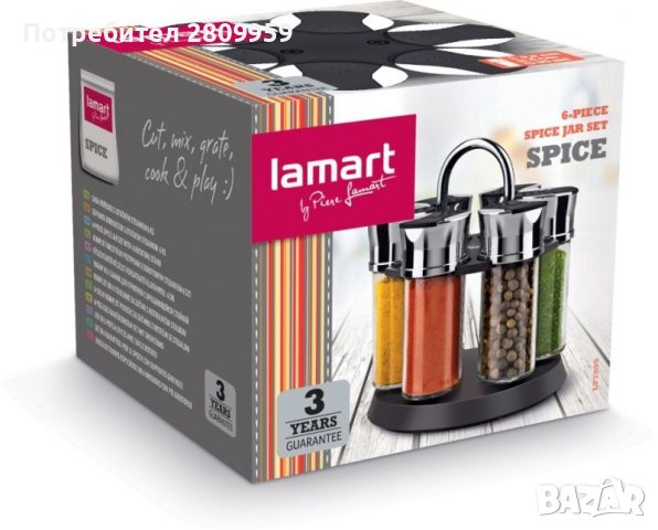 Стойка за съхранение на подправки LAMART LT7009 SPICE, 85 мл, 6 бр., снимка 4 - Аксесоари за кухня - 42992372