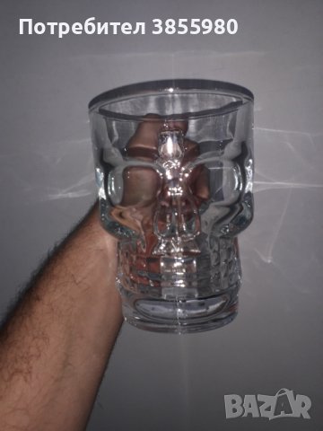 Уникална стъклена халба във форма на Череп, снимка 5 - Чаши - 43118090