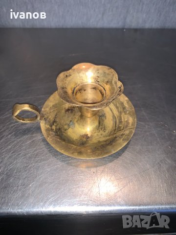 бронзов свещник с дръжка, снимка 2 - Антикварни и старинни предмети - 43414202