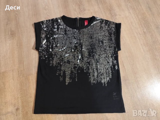 черна ефектна блузка, снимка 3 - Тениски - 49598658