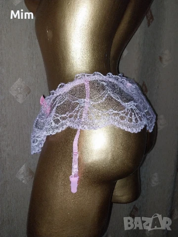 S/M  Розова прашка с колан и жартиери за чорапи , снимка 2 - Бельо - 50743051