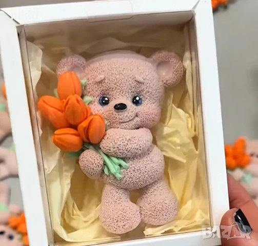 3D Мече с букет лалета цветя силиконов молд форма шоколад гипс свещ декор украса, снимка 3 - Форми - 53136760