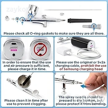 Комплект за аерограф с автоматично заключване и въздушен компресор, снимка 3 - Друга електроника - 50844196