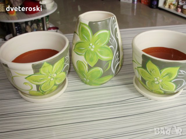 Ваза ръчно рисувана керамика, снимка 4 - Декорация за дома - 27687212