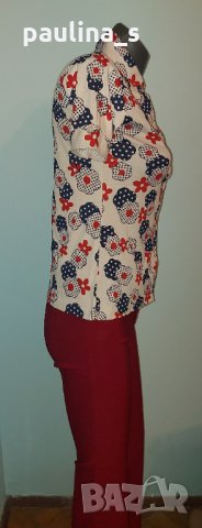 Два броя / Винтидж / Панталон с широки крачоли "Zara" basic / Червен(с блуза) и Антрацит, снимка 8 - Панталони - 32588451