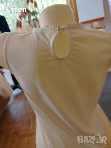 Бяла блузка с дантела отгоре, снимка 7 - Тениски - 50045565