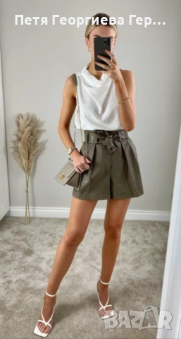 Къси кожени панталонки на Zara размер S , снимка 5 - Къси панталони и бермуди - 53223170