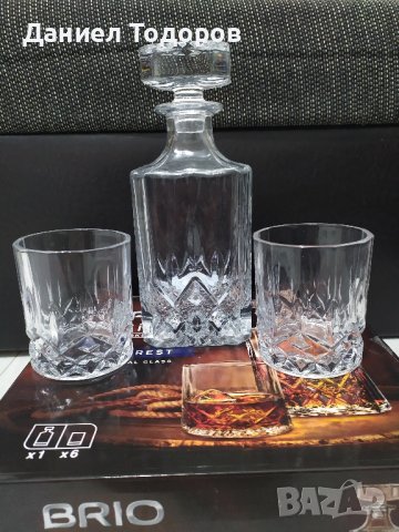 Кристален луксозен комплект за уиски от 7 части, снимка 1 - Чаши - 43716639