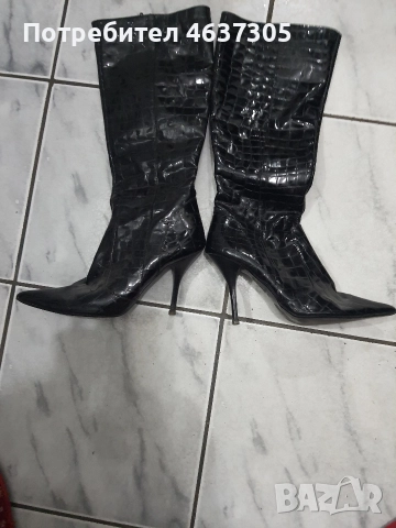 маркови лачени черни ботуши, снимка 2 - Дамски ботуши - 52941364