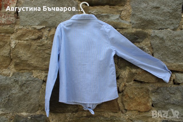 Риза с дълъг ръкав - бяло и синьо райе с бродерия LC WAIKIKI - 122-128см/7-8г., снимка 3 - Детски ризи - 33371729