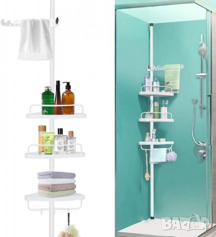 KINLO Телескопичен душ рафт Телескопичен ъглов рафт от неръждаема стомана