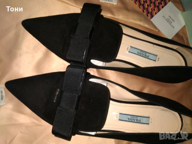 Дамски елегантни оригинални  обувки Prada Women's Black Loafer 100 % кожа , снимка 17 - Дамски обувки на ток - 18714675