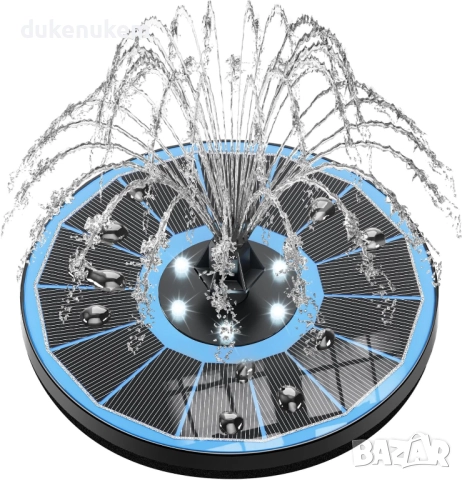 Соларен фонтан за градина, 3.5W, 8 дюзи, LED осветление