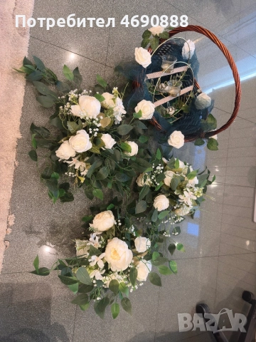 Сватбена кутия, кошница и цветя, снимка 3 - Декорация - 52885095