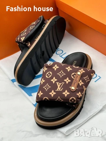 Louis Vuitton дамски чехли и чанта, снимка 3 - Чанти - 50958366