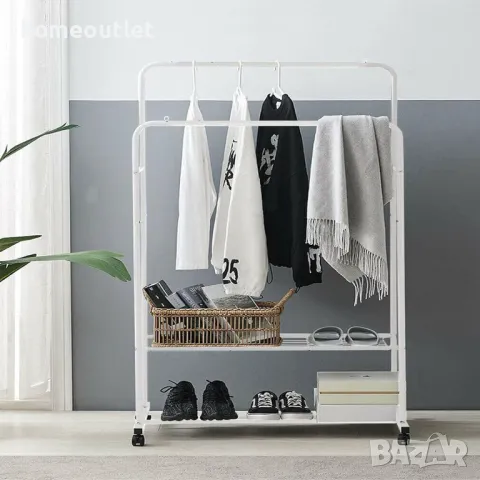 Мобилен стелаж за дрехи в бяло UNHO ZJJ211-WT-G2, снимка 3 - Закачалки - 49085731