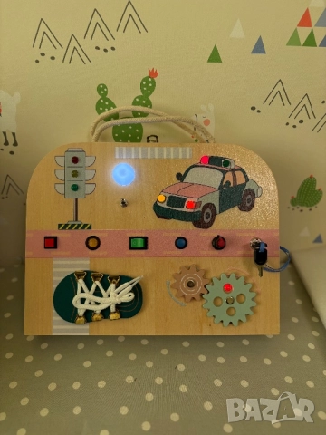 Монтесори игра Busy Board Traffic, двойна, с 8 дейности, снимка 5 - Образователни игри - 52253814