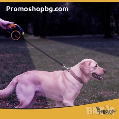 Автоматичен повод 5м с LED фенерче, PURLOV, за 10-25 кг куче, снимка 6 - За кучета - 51665174