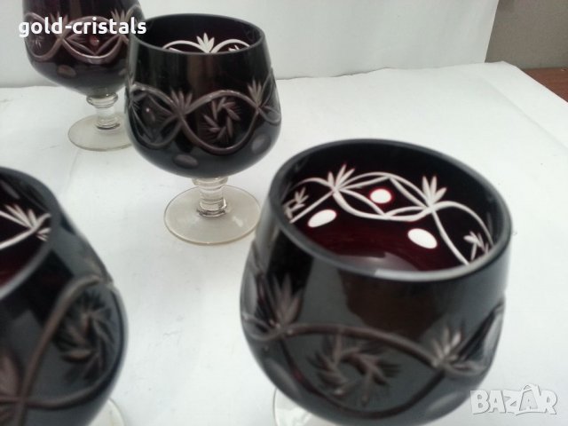 Кристални чаши цветен червен кристал, снимка 3 - Антикварни и старинни предмети - 33682419