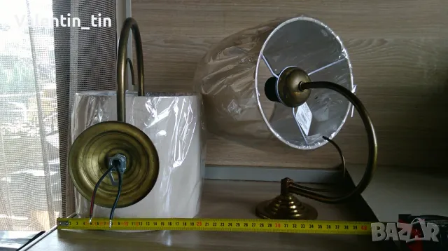 Месингови стенни лампи, два аплика , снимка 5 - Лампи за стена - 49127511