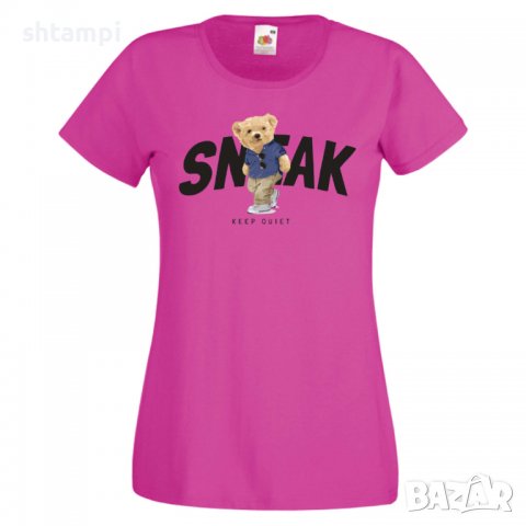 Дамска тениска  bear SNEAK Keep Quiet, Мече,Меченце,Животно, Играчка,Изненада,Подарък,Повод,, снимка 8 - Тениски - 37293398