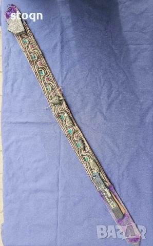 Стар Османски колан със сребърни(сачанени) елементи по него.дължина 106см на 7 см 