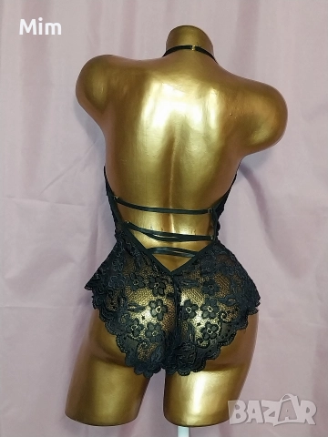 S/M Черно еластично, дантелено боди с отворено дъно , снимка 7 - Корсети, бюстиета, топове - 52668333