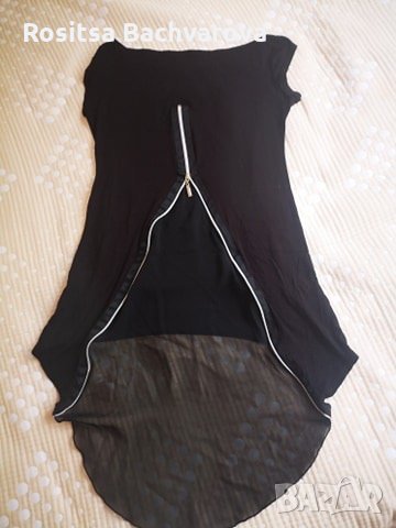 Черна тунина с айфелова кула, М размер, снимка 3 - Туники - 28823589