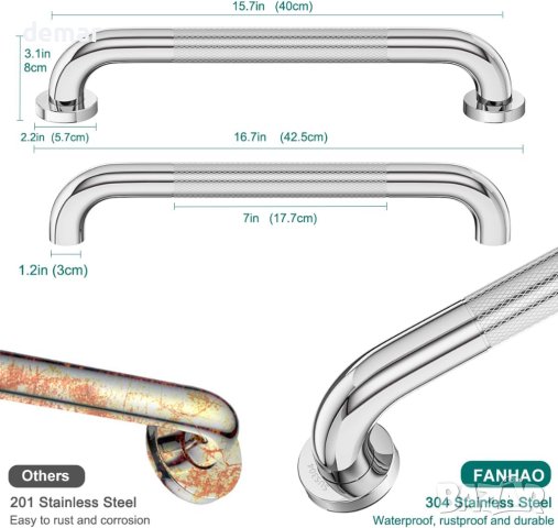  FANHAO предпазни дръжки за баня , неръждаема стомана, 40 см, 2 броя, снимка 3 - Други стоки за дома - 43939124