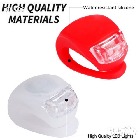Комплект предна и задна LED светлини за велосипед, Стоп, Фар, Силикон, снимка 4 - Аксесоари за велосипеди - 33234215
