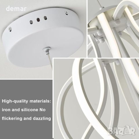 LMiSQ Модерна лампа - полилей Ф38CMxH40CM Бяла LED Димируема 0%-100%, снимка 5 - Лед осветление - 43942123