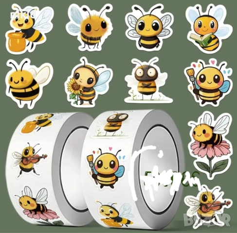 100 бр пчела пчели пчелички весели самозалепващи лепенки стикери за ръчна изработка за подарък