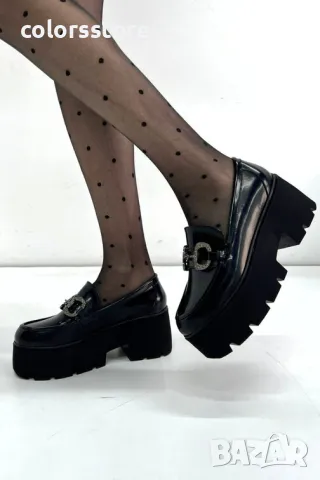 Обувки на платформа - черен лак - KLP55, снимка 2 - Дамски ежедневни обувки - 49957692
