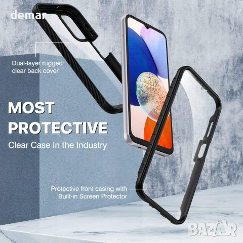 Удароустойчив калъф за телефон Samsung Galaxy A14, черен, снимка 6 - Калъфи, кейсове - 43173466