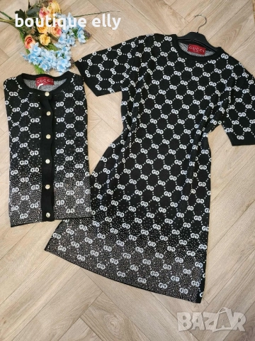 дамски комплект рокля и жилетка, снимка 5 - Рокли - 52001636