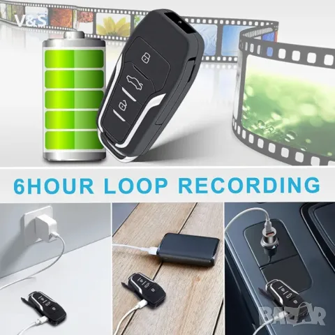  скрита камера, 64GB мини камера, камера за автомобилен ключ с детекция на движен, снимка 6 - Камери - 47845440