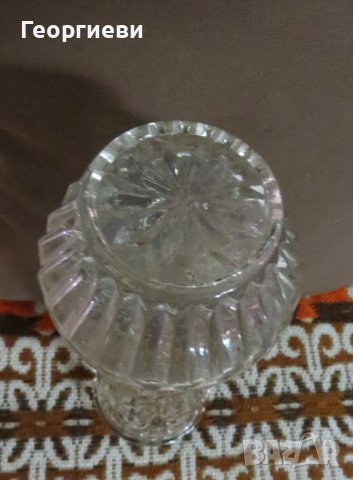 Ваза, прозрачна, безцветна, с орнаменти, снимка 6 - Вази - 37892291
