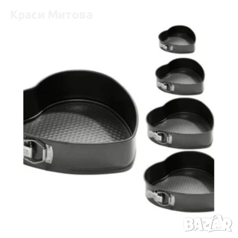 Комплект от 5 броя закопчаващи се тефлонови тави за печене Сърце, снимка 2 - Други стоки за дома - 53524502