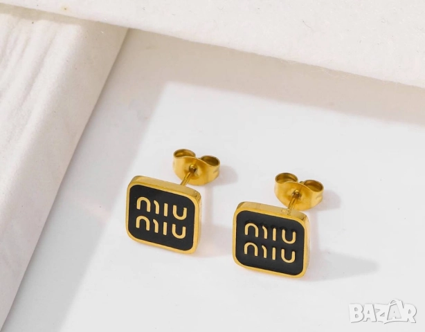 обеци от висококачествена медицинска стомана miu miu, снимка 17 - Обеци - 52093063