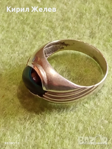 Скъпоценен Ретро Арт Нуво сребърен пръстен ювелирно шлифован Турмалин 37935, снимка 14 - Пръстени - 52909339