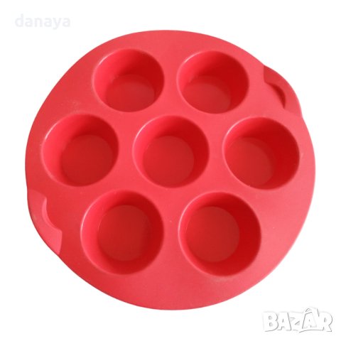 4373 Кръгла силиконова форма за мъфини, 7 гнезда, снимка 5 - Форми - 43694861